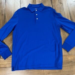 Lands’ End Men’s Long Sleeve Polo Shirt, Size Medium, Royal Blue